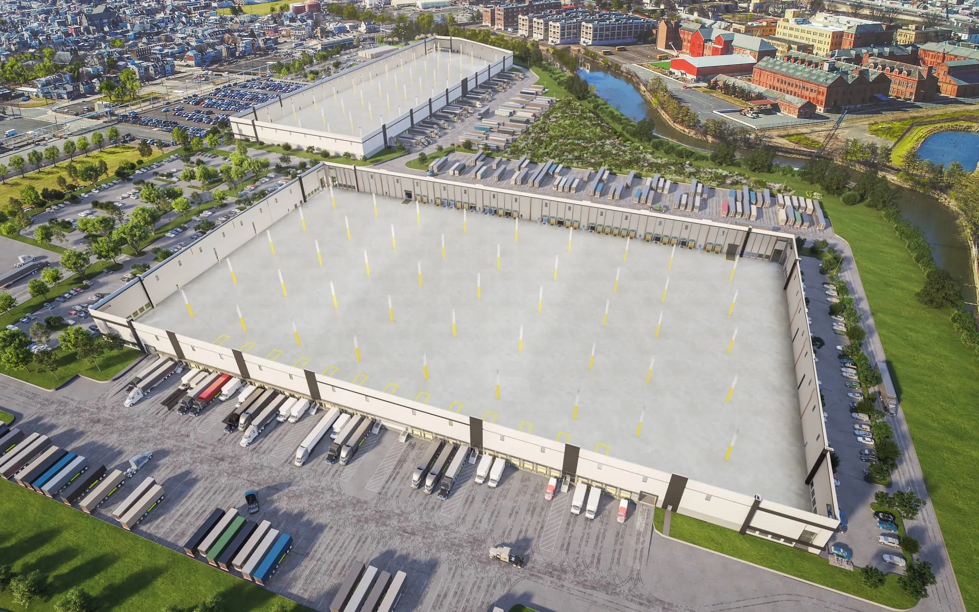 Aerial rendering showing layout of 5000 Richmond logistics facility